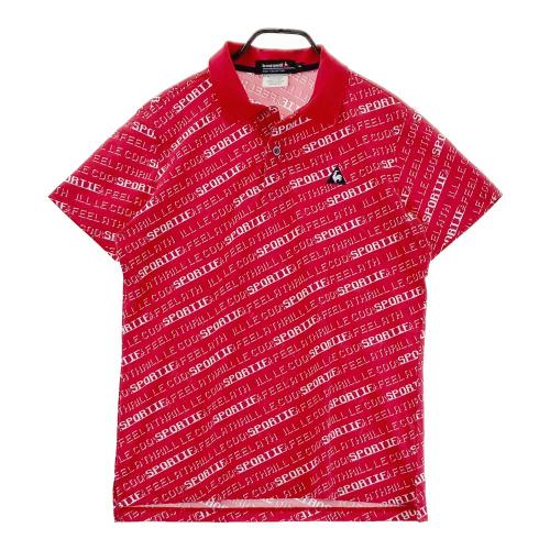 LE COQ GOLF ルコックゴルフ 半袖ポロシャツ 総柄 レッド系 サイズ：M