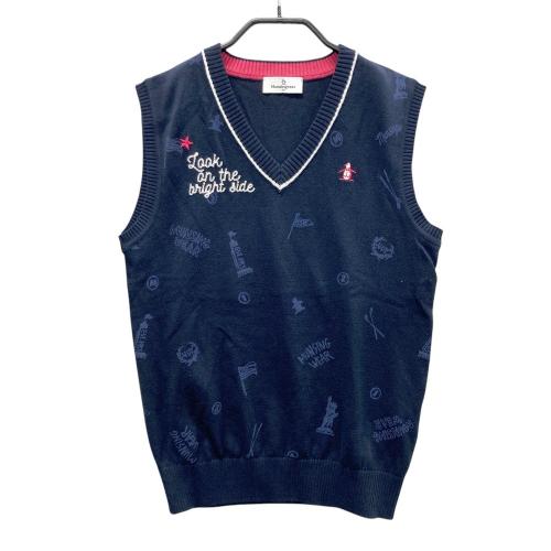 MUNSING WEAR マンシングウェア Vネック ニットベスト ネイビー系