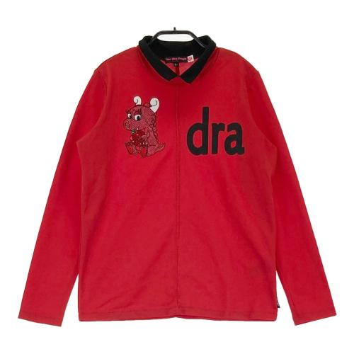 サイズ：2 DANCE WITH DRAGON ダンスウィズドラゴン  タートルネック 長袖Tシャツ チビドラ レッド系 [240101496909] ゴルフウェア レディース ストスト DANCE WITH DRAGON ダンスウィズドラゴン 襟付き 長袖Tシャツ