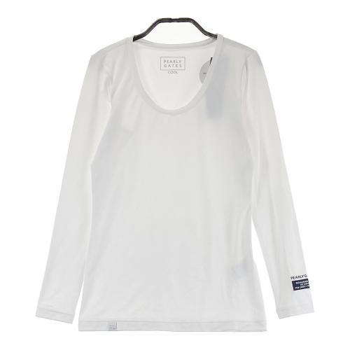 サイズ：1 PEARLY GATES パーリーゲイツ 2024年モデル 長袖 インナーTシャツ  ホワイト系 [240101449559] ゴルフウェア レディース ストスト PEARLY GATES パーリーゲイツ 2023年モデル 長袖インナーTシャツ