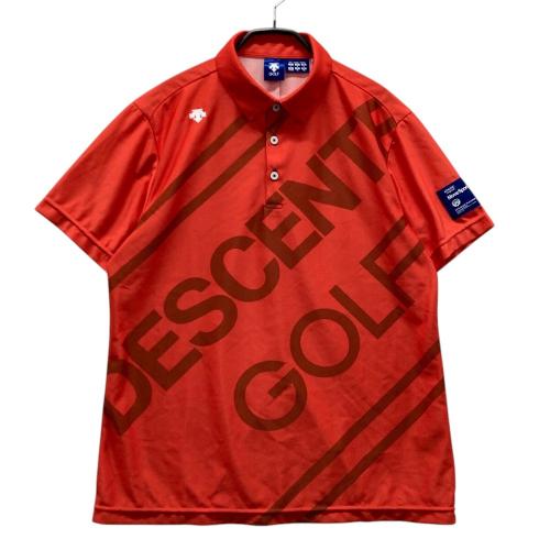 DESCENTE GOLF デサントゴルフ 半袖ポロシャツ ロゴ柄 オレンジ系