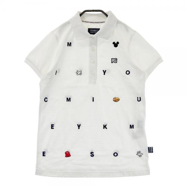 【新品タグ付】パーリーゲイツ レディース　ポロシャツ　S ホワイト　七分袖 パーリーゲイツ PG ロゴジャガード胸ポケット半袖ポロシャツ