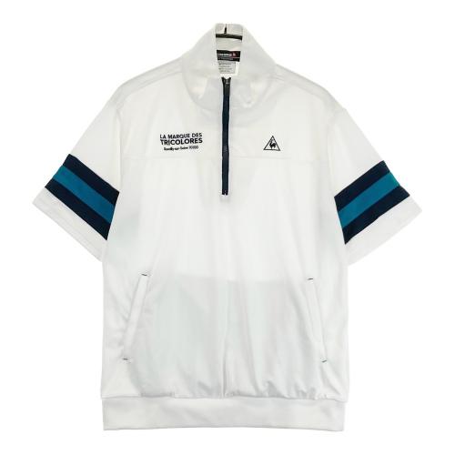 サイズ：L LE COQ GOLF ルコックゴルフ  ハーフジップ 半袖ブルゾン  レッド系 [240101432962] ゴルフウェア メンズ ストスト LE COQ GOLF ルコックゴルフ ハーフジップ 半袖Tシャツ ホワイト