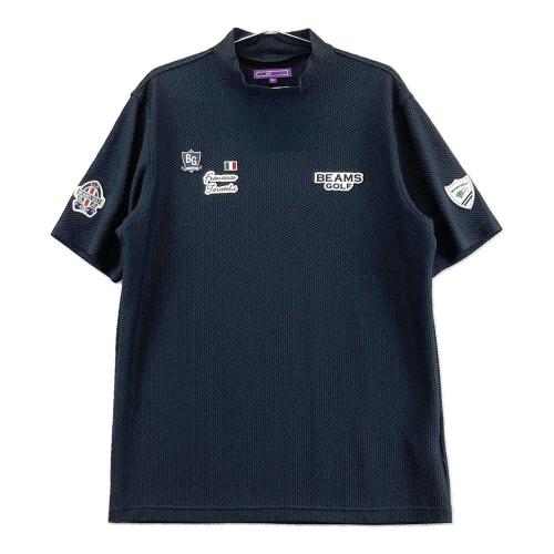 サイズ：L BEAMS GOLF ビームスゴルフ  ハイネック 半袖Tシャツ ロゴ×ボーダー柄 ブラック系 [240101348672] ゴルフウェア レディース ストスト BEAMS GOLF 【超美品】ビームスゴルフ 半袖ハイネックシャツ 黒
