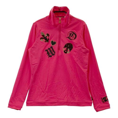 サイズ：2 DANCE WITH DRAGON ダンスウィズドラゴン  タートルネック 長袖Tシャツ 総柄 ピンク系 [240001219430] ゴルフウェア レディース ストスト DANCE WITH DRAGON ダンスウィズドラゴン タートルネック 長袖T