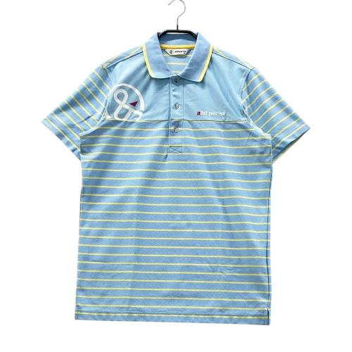 AND PER SE アンパスィ ハーフジップ 半袖Tシャツ ブルー系 サイズ：L