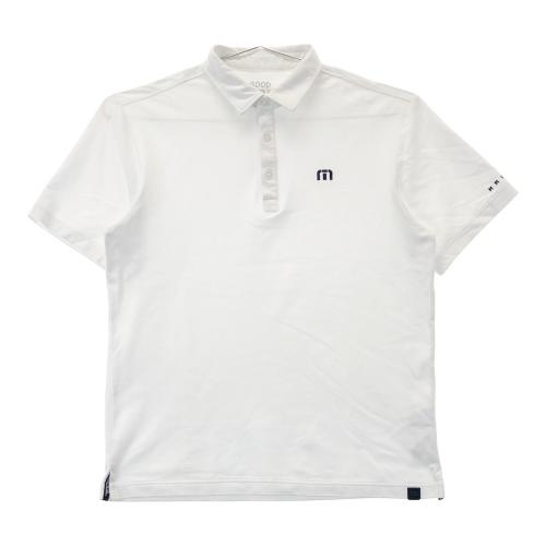 サイズ：M TRAVIS MATHEW トラビスマシュー  パイル地 半袖ポロシャツ ボーダー柄 ホワイト系 [240101425624] ゴルフウェア メンズ ストスト TRAVIS MATHEW トラビスマシュー パイル地 半袖ポロシャツ