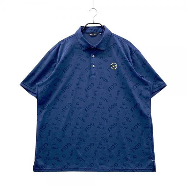 MIZUNO GOLF ミズノゴルフ 半袖ポロシャツ 総柄 ネイビー系