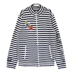 サイズ：5 PEARLY GATES パーリーゲイツ  カシミヤ混 ニットパーカー ボーダー柄 ネイビー系 [240101438531] ゴルフウェア メンズ ストスト サイズ：5 PEARLY GATES パーリーゲイツ カシミヤ混 ニット