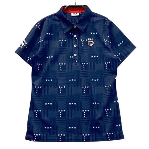 FILA GOLF フィラゴルフ 半袖ポロ ワンピース ボーダー柄 ネイビー系