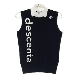 【未使用】descente ゴルフウェア ホワイト/ブルー　サイズL DESCENTE デサントゴルフ ノースリーブシャツ 白×ライトブルー