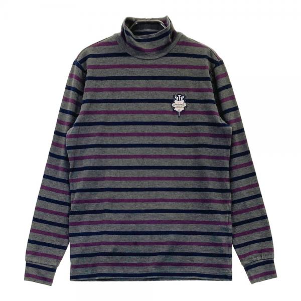 サイズ：M BEAMS GOLF ビームスゴルフ  ハイネック 長袖Tシャツ  グレー系 [240101428204] ゴルフウェア メンズ ストスト BEAMS GOLF ビームスゴルフ ハイネック 長袖Tシャツ ボーダー柄