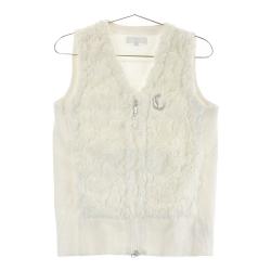 キャロウェイ　ホワイトファーベスト　Mサイズ CALLAWAY キャロウェイ ファー切替 ニットベスト ホワイト系