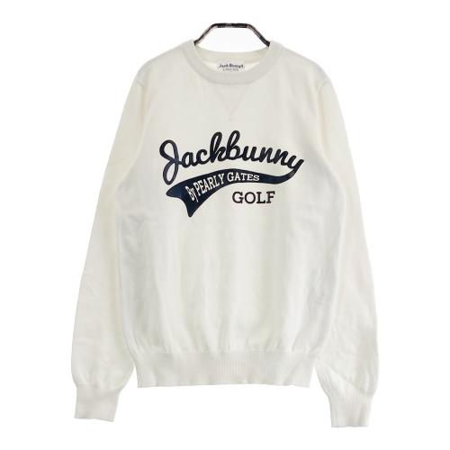 サイズ：0 JACK BUNNY ジャックバニー  半袖 ニットセーター ワッペン  ホワイト系 [240101473102] ゴルフウェア レディース ストスト JACK BUNNY ジャックバニー 半袖 ニットセーター ワッペン