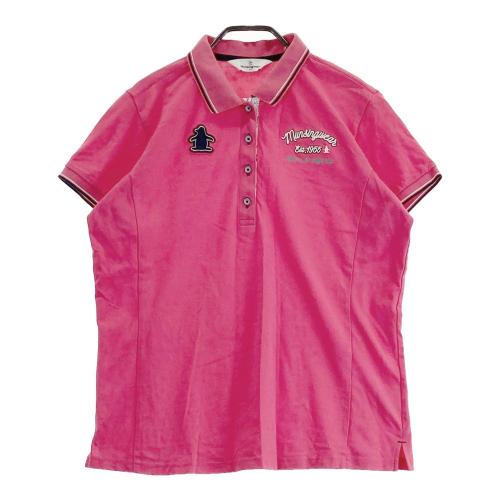 MUNSING WEAR マンシングウェア 半袖ポロシャツ 総柄 ピンク系