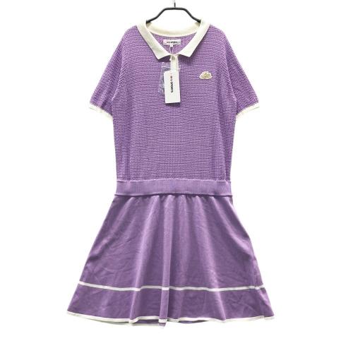 サイズ：42 M.U SPORTS エムユースポーツ  半袖 ニットワンピース  パープル系 [240101520601] ゴルフウェア レディース ストスト M.U SPORTS エムユースポーツ 半袖 ニットワンピース パープル系