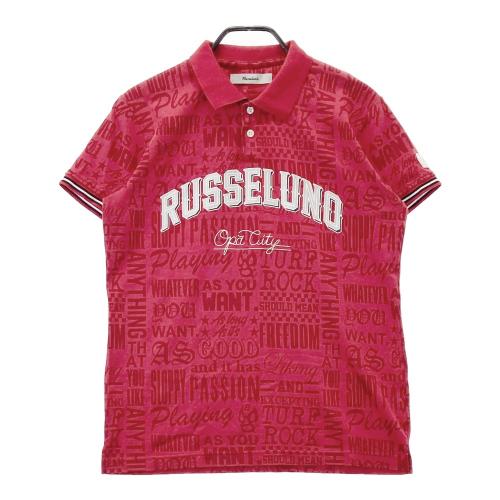 サイズ：4 RUSSELUNO ラッセルノ  半袖ポロシャツ ルチャ ペイズリー 総柄 レッド系 [240101439729] ゴルフウェア メンズ ストスト RUSSELUNO ラッセルノ 半袖ポロシャツ ルチャ ペイズリー 総柄