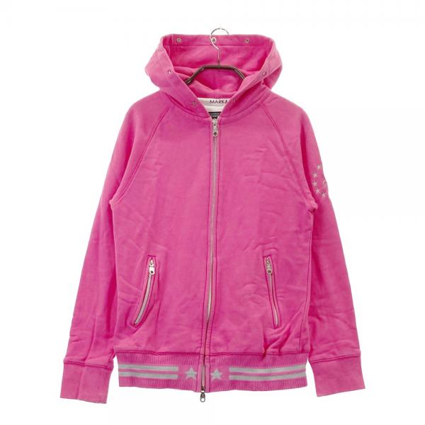 MARK&LONAマークアンドロナ ゴルフウェアレディース ジップアップパーカー MARK&LONA マークアンドロナ ジップパーカー ネイビー×白 総柄