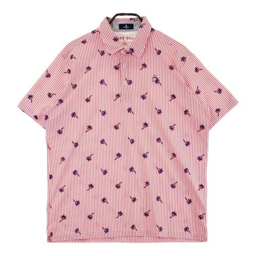 【美品】マンシングウェア Munsingwear ゴルフ ポロシャツ 赤 柄 MUNSING WEAR マンシングウェア 半袖 ポロシャツ レッド系