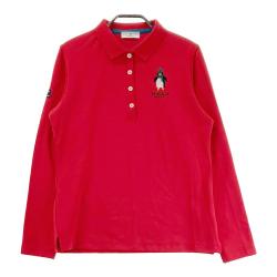 【美品】マンシングウェア ゴルフウェア　長袖シャツ　レッド　チェック柄　Ｌ 美品】マンシングウェア ゴルフウェア 長袖シャツ レッド