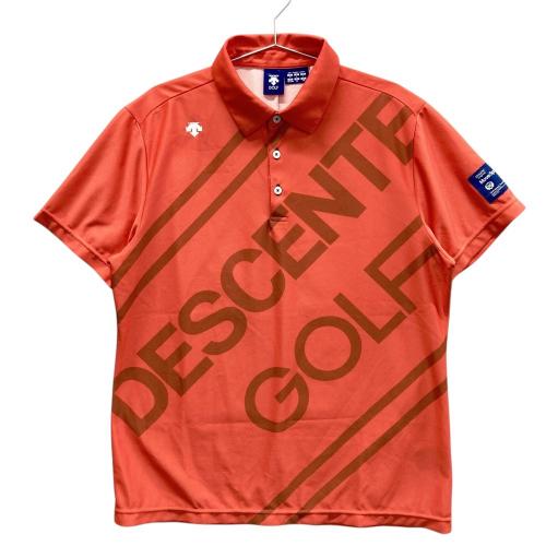 DESCENTE GOLF デサントゴルフ 半袖ポロシャツ ロゴ柄 オレンジ系