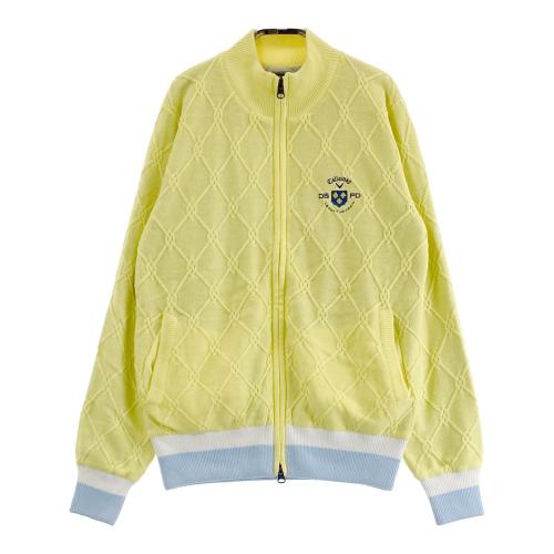 アディダスゴルフ ダブルジップ ジャケット 裏地蓄熱 グリーン 千鳥 Sサイズ ADIDAS GOLF アディダスゴルフ 裏地付 ニット ジップジャケット