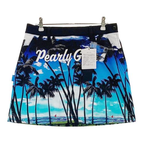 サイズ：0 PEARLY GATES パーリーゲイツ ;055-1234606 スカート シアサッカー ヤシの木総柄 ブルー系 [240101506924] ゴルフウェア レディース ストスト PEARLY GATES パーリーゲイツ ;055-1234606 スカート シアサッカー