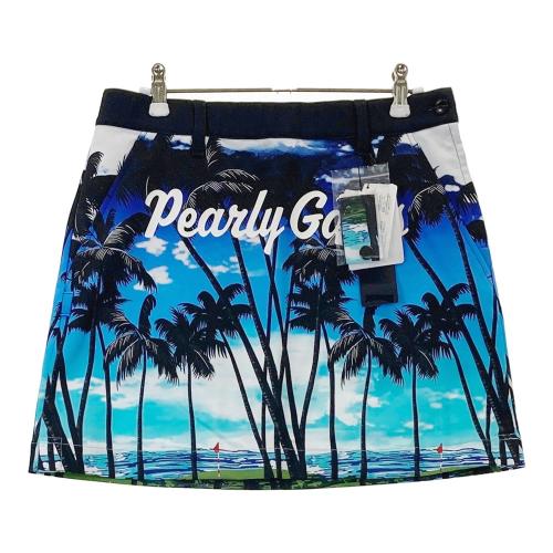 パーリーゲイツ☆タグ付き新品 クールマックス パームツリー柄 スカート ヤシの木 PEARLY GATES パーリーゲイツ スカート ヤシの木柄 ブルー系 サイズ：0