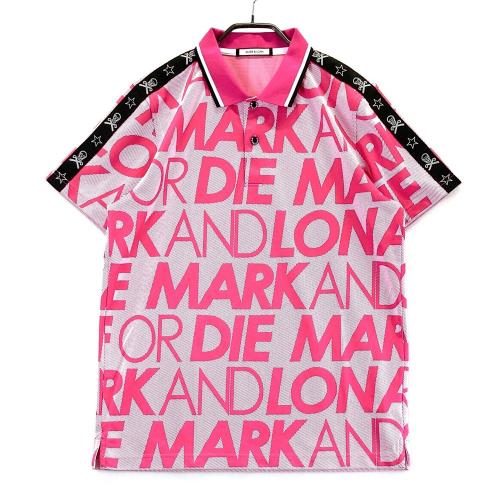 MARK&LONA マークアンドロナ 半袖ポロシャツ ロゴ総柄 ブルー系 サイズ
