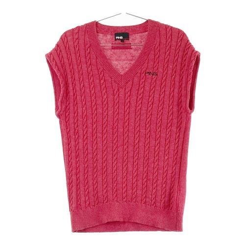 PING ピン 半袖ポロシャツ ロゴ 総柄 レッド系 サイズ：S ランク：A