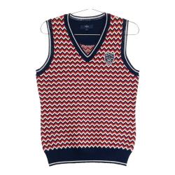 【キャロウェイ】Vネック スター ボーダー ゴルフ ニット ベスト クマ M 赤 キャロウェイ】Vネック スター ボーダー ゴルフ ニット ベスト