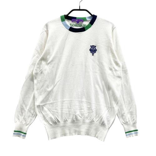サイズ：M BEAMS GOLF ビームスゴルフ  長袖ニットセーター ワッペン 総柄 グレー系 [240101423316] ゴルフウェア レディース ストスト サイズ：M BEAMS GOLF ビームスゴルフ 長袖ニットセーター