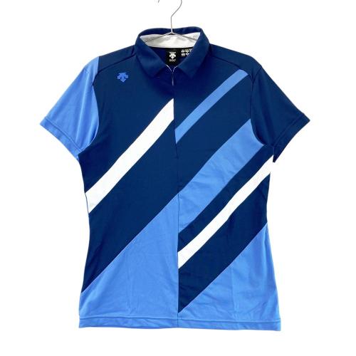 DESCENTE GOLF デサントゴルフ 半袖ポロシャツ 総柄 ブラック系 サイズ