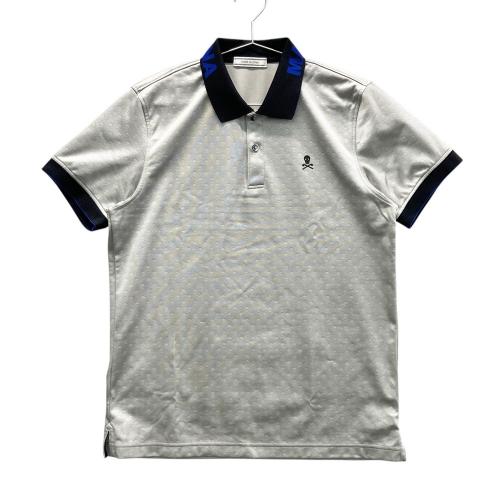★未使用級★MARK&LONA半袖ポロシャツスカルラインストーン　Mサイズ　総柄 ☆未使用級☆MARK&LONA半袖ポロシャツスカルラインストーン M