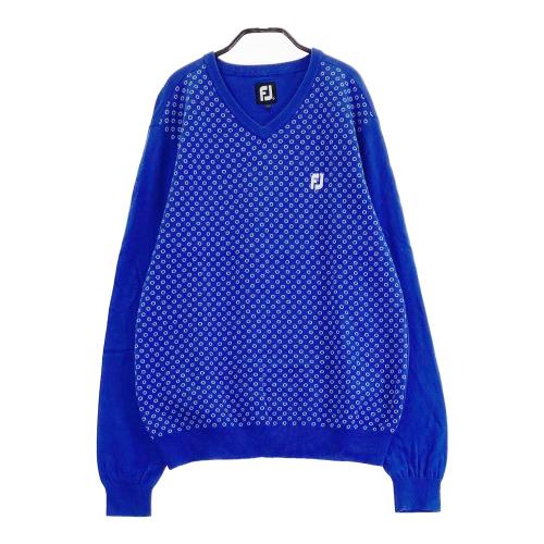 FOOT JOY フットジョイ 長袖ニットセーター 総柄 ブルー系 サイズ：L