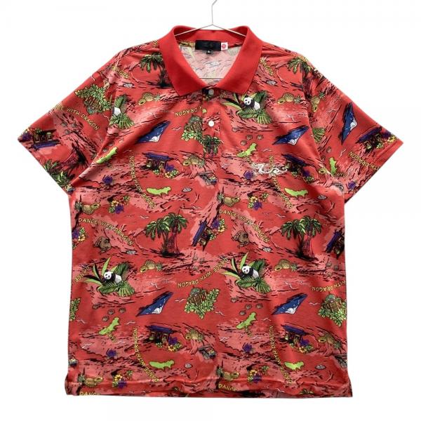 美品　DANCE WITH DRAGON メンズ総柄半袖メッシュポロシャツ　2 DANCE WITH DRAGON ダンスウィズドラゴン 半袖ポロシャツ 総柄