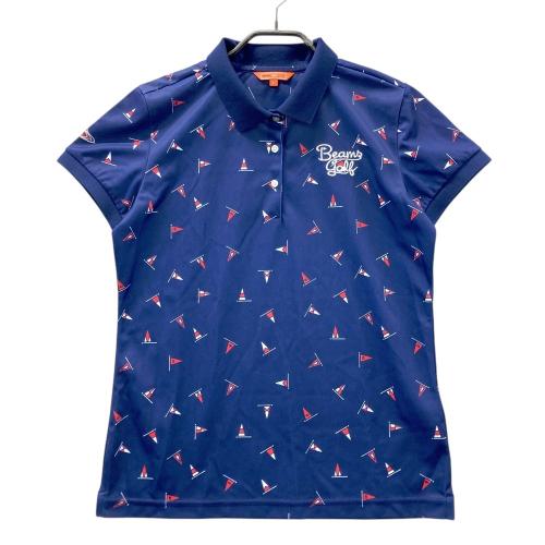 BEAMS GOLF ビームスゴルフ 半袖ポロシャツ 総柄 ネイビー系 サイズ：L
