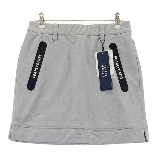 【パーリーゲイツ】ヘリンボーン ツイード織 ニット ゴルフ スカート グレー×黒 パーリーゲイツ】ゴルフ ヘリンボーン ツイード織 ニット