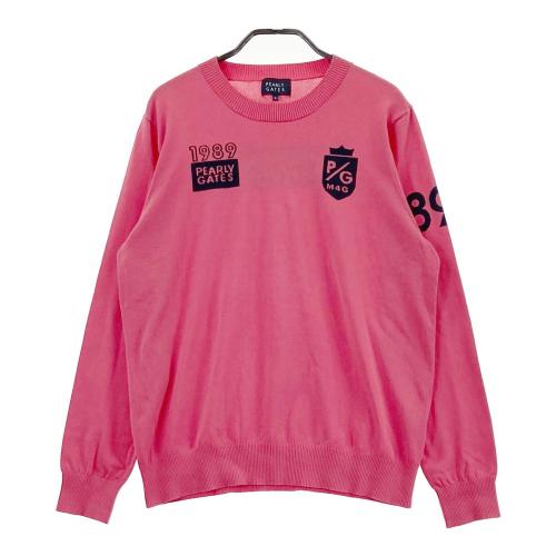 美品 PEARLY GATES パーリーゲイツ ブランドロゴ 秋冬 AW 長袖ニット レッド レディース 1(M) ゴルフウェア セーター【古着】【中古】 レディース PEARLY GATES(パーリーゲイツ) ニット｜中古ゴルフウェア