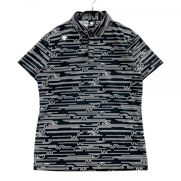 DESCENTE GOLF デサントゴルフ 半袖ポロシャツ 総柄 ブラック系