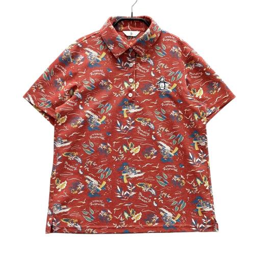【美品】マンシングウェア Munsingwear ゴルフ ポロシャツ 赤 柄 MUNSING WEAR マンシングウェア 半袖ポロシャツ レッド系 サイズ：M