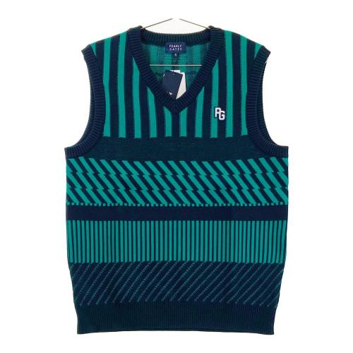 PEARLY GATES パーリーゲイツ Vネック ニットベスト 総柄 ネイビー系