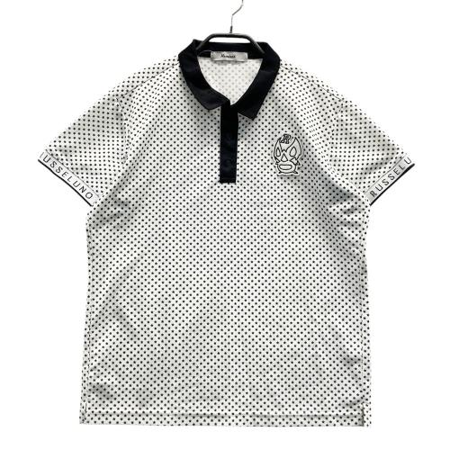 新品　ラッセルノ　ポロシャツ　半袖　ルチャ　フロントロゴ　ホワイト　星　サイズ5 RUSSELUNO ラッセルノ 半袖ポロシャツ ルチャ 星 総柄 ホワイト