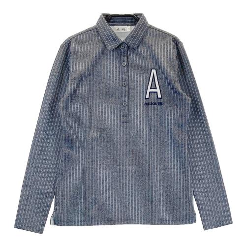 ADIDAS GOLF アディダスゴルフ 長袖ポロシャツ ストライプ柄 グレー系 