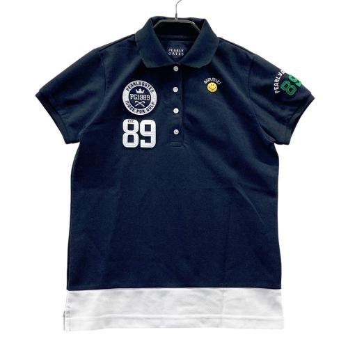 極美品✨パーリーゲイツ 半袖ポロシャツ 刺繍 ロゴ ネイビー 7(2XL) ニコ 美品✨パーリーゲイツ 半袖ポロシャツ ワッペン 刺繍 ロゴ