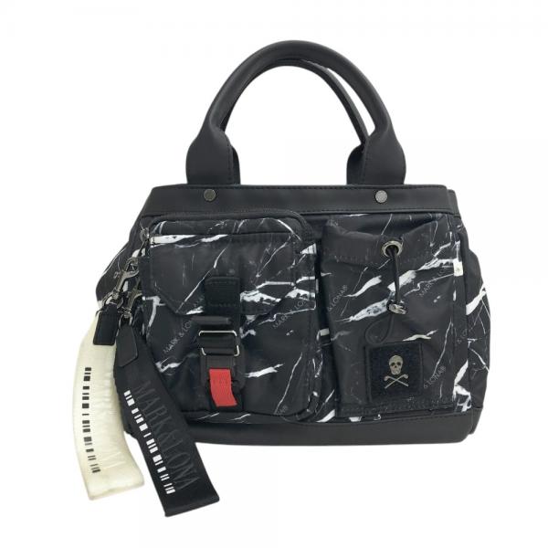 MARK & LONA ラウンドバッグ 大理石模様 MARK&LONA マークアンドロナ カートバッグ 大理石 総柄 ブラック