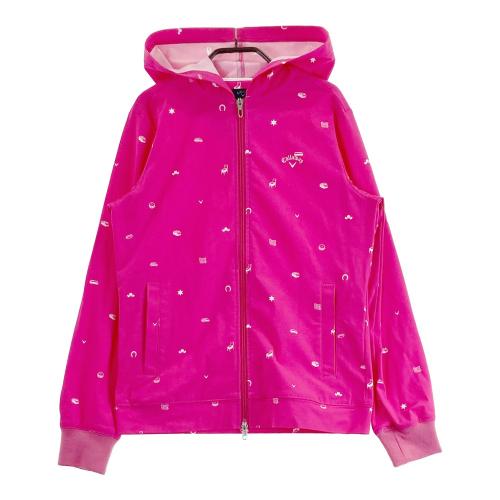 CALLAWAY キャロウェイ フード付 ジップジャケット 総柄 ピンク系