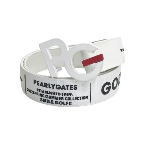 【未使用品】PEARLY GATES GOLF ベルト ホワイト 総文字柄 PEARLY GATES パーリーゲイツ ロゴバックル ベルト 総柄