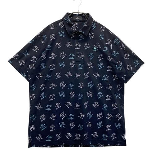 MUNSING WEAR マンシングウェア 半袖ポロシャツ ロゴプリント ネイビー