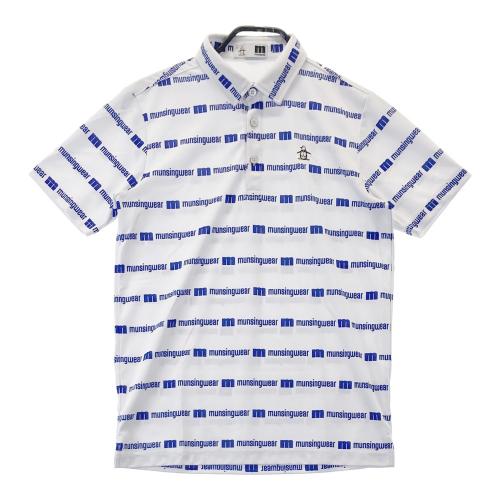 MUNSING WEAR マンシングウェア 半袖ポロシャツ ロゴプリント ネイビー